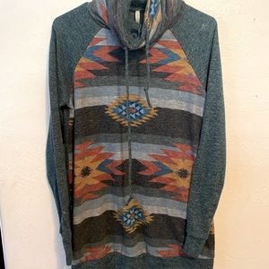 Aztec cowl neck sweater